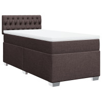 Produktbild för Ramsäng med madrass mörkbrun 90x190 cm tyg