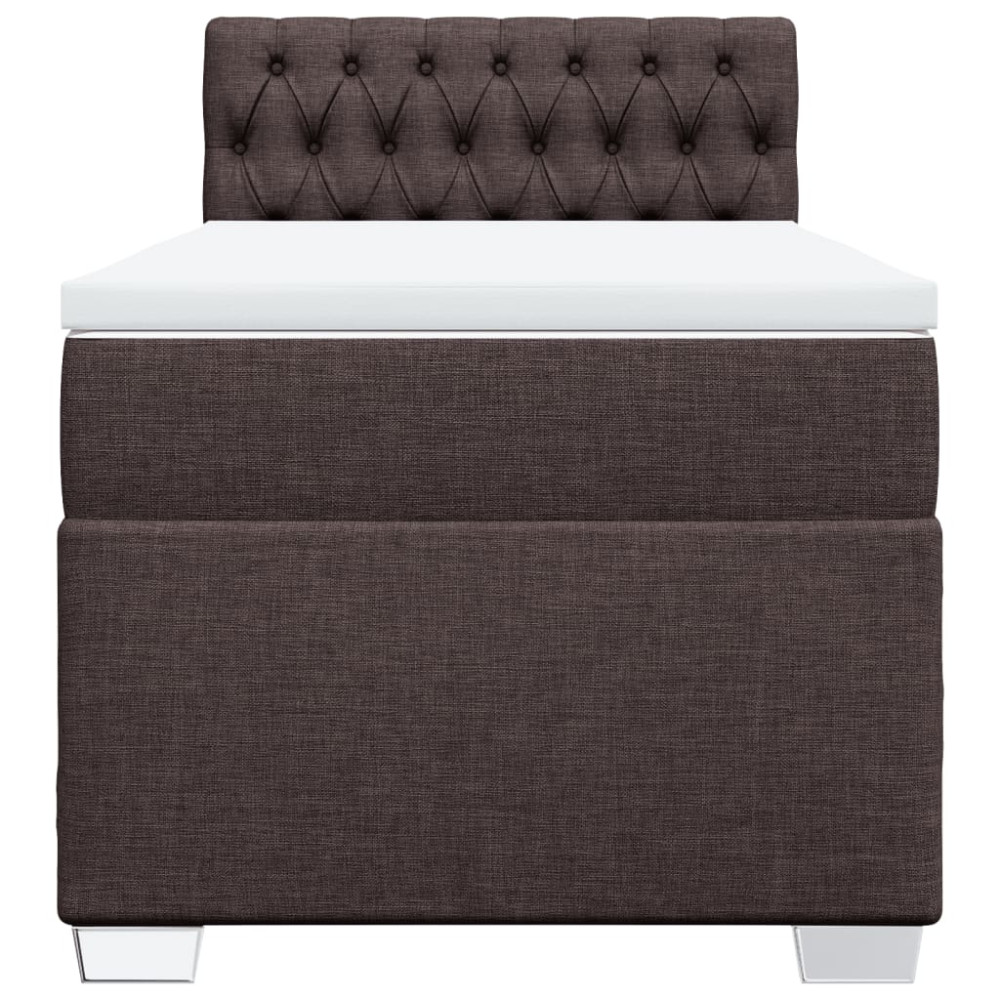 Produktbild för Ramsäng med madrass mörkbrun 90x190 cm tyg