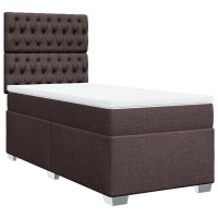 Produktbild för Ramsäng med madrass mörkbrun 80x200 cm tyg