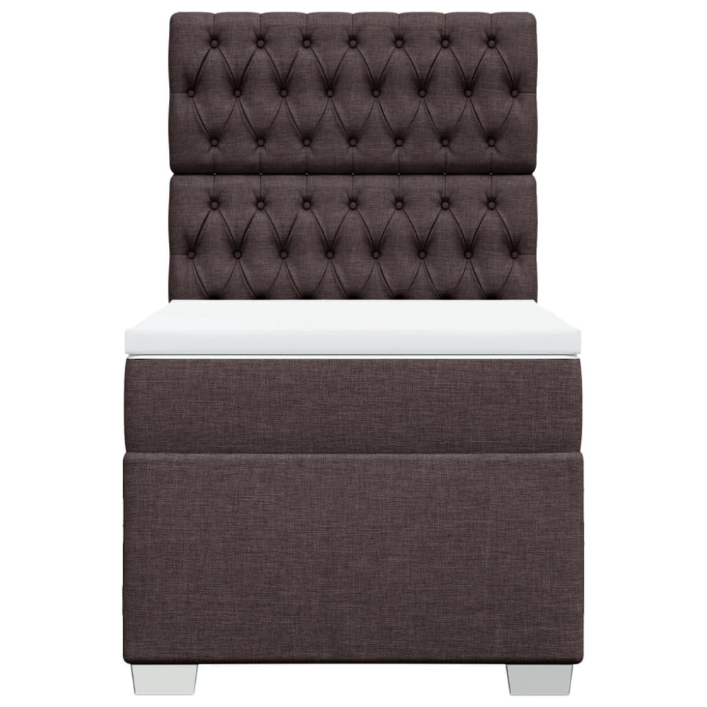 Produktbild för Ramsäng med madrass mörkbrun 80x200 cm tyg
