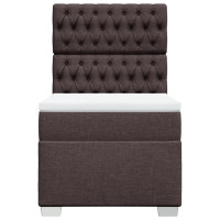 Produktbild för Ramsäng med madrass mörkbrun 80x200 cm tyg