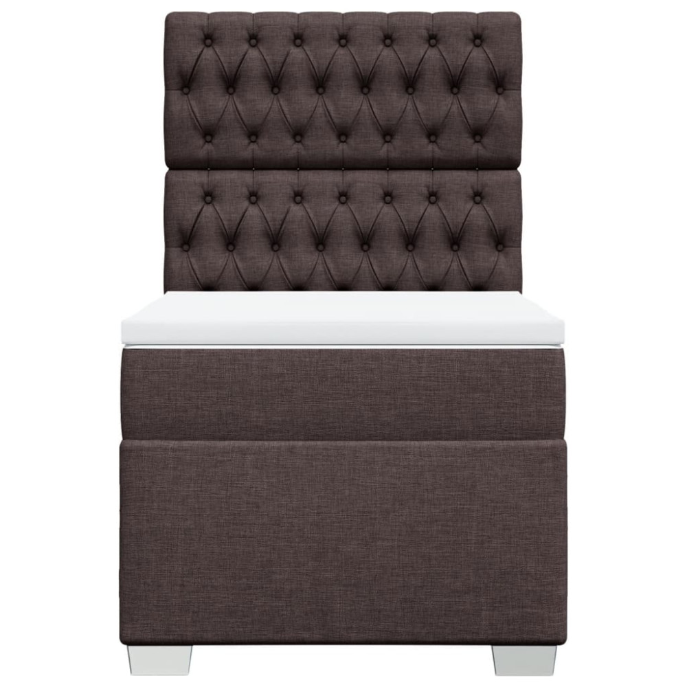 Produktbild för Ramsäng med madrass mörkbrun 90x200 cm tyg