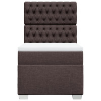 Produktbild för Ramsäng med madrass mörkbrun 90x200 cm tyg