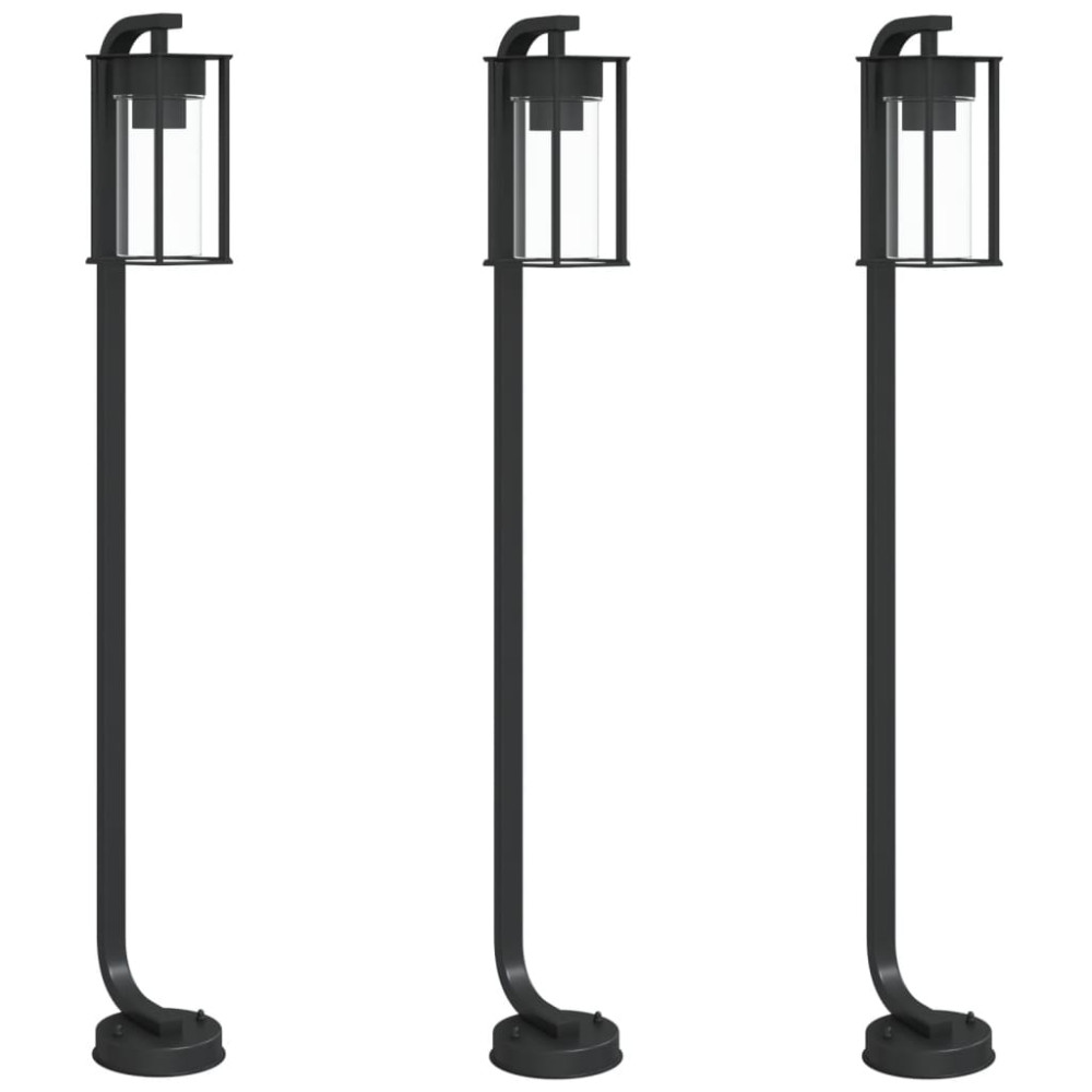 Produktbild för Utomhusgolvlampor 3 st svart 100 cm rostfritt stål