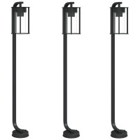 Produktbild för Utomhusgolvlampor 3 st svart 100 cm rostfritt stål