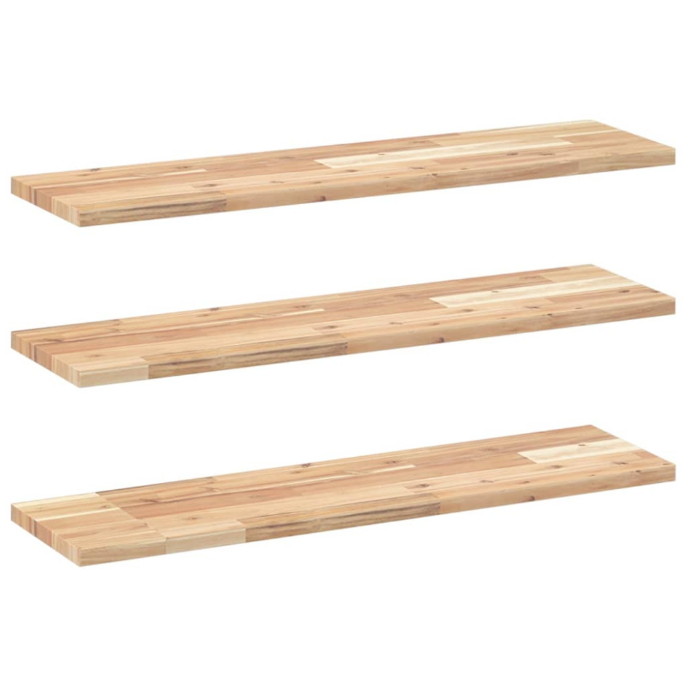 Produktbild för Svävande hyllor 3 st 80x20x2 cm obehandlat massivt akaciaträ