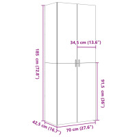 Produktbild för Högskåp vit 70x42,5x185 cm konstruerat trä