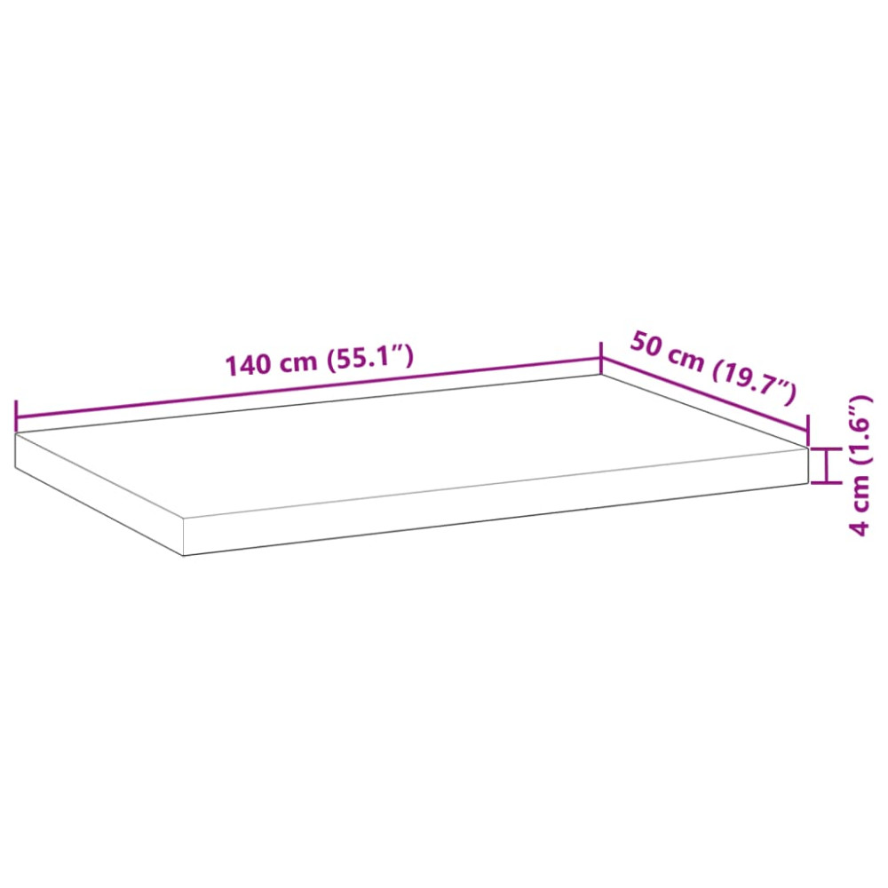 Produktbild för Bänkskiva för badrum obehandlad 140x50x4 cm massivt akaciaträ