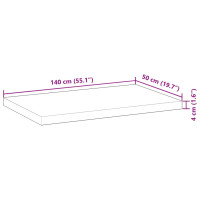 Produktbild för Bänkskiva för badrum obehandlad 140x50x4 cm massivt akaciaträ