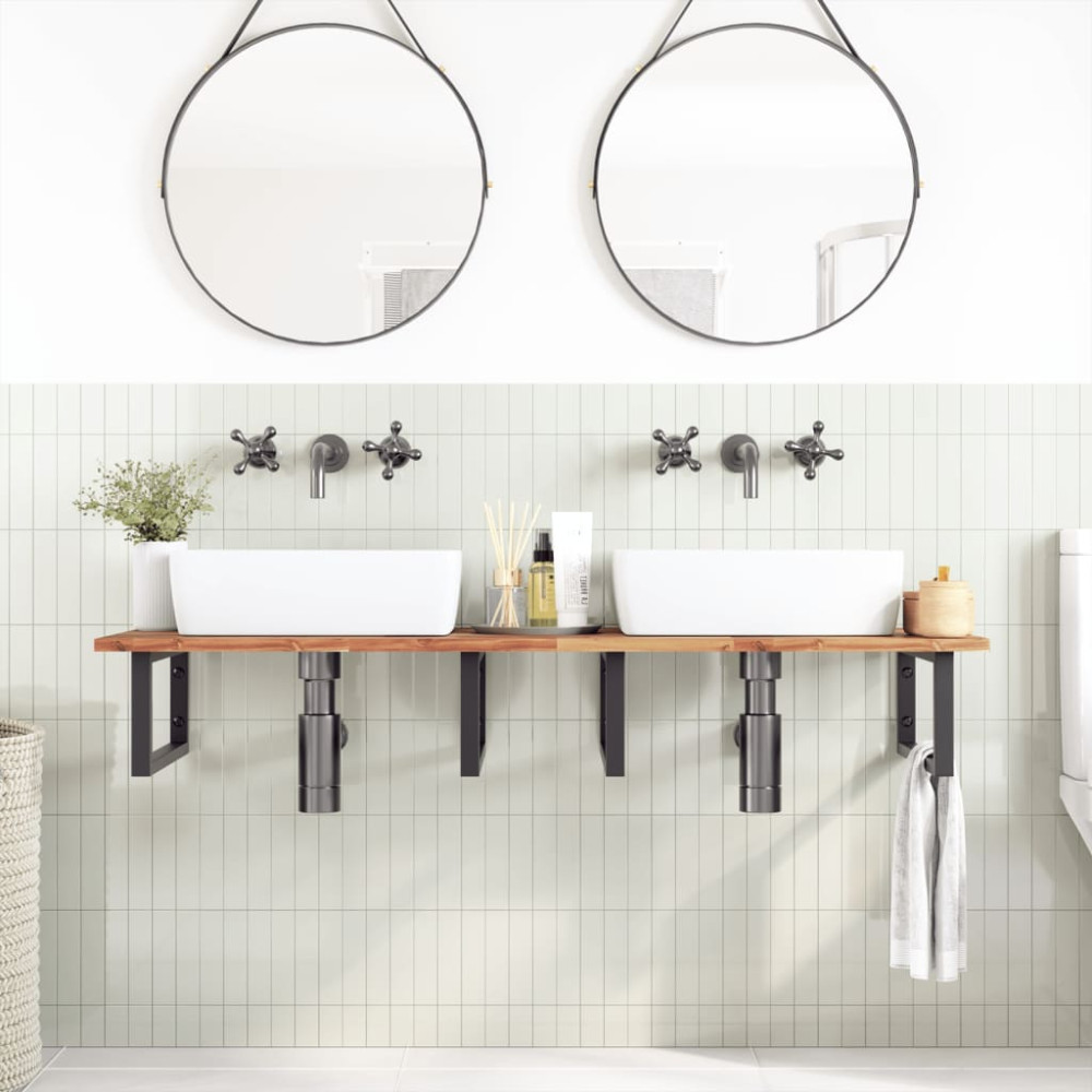 Produktbild för Bänkskiva för badrum behandlad 140x50x2 cm massivt akaciaträ