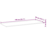 Produktbild för Bänkskiva för badrum behandlad 140x50x2 cm massivt akaciaträ