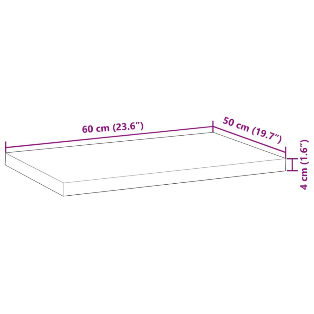 Produktbild för Bordsskiva obehandlad 60x50x4 cm massivt akaciaträ
