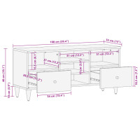 Produktbild för Tv-bänk 100x33x46 cm massivt mangoträ