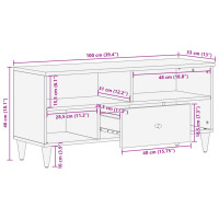 Produktbild för Tv-bänk 100x33x46 cm massivt mangoträ