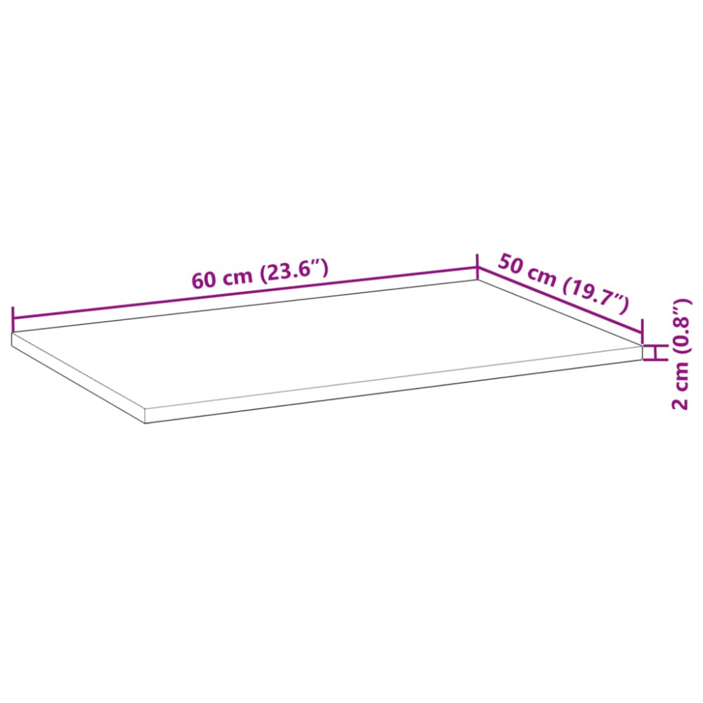 Produktbild för Bänkskiva för badrum obehandlad 60x50x2 cm massivt akaciaträ