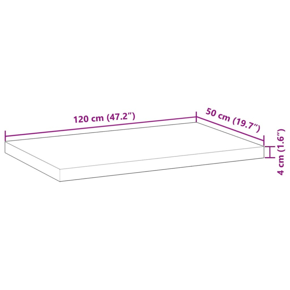 Produktbild för Bänkskiva för badrum obehandlad 120x50x4 cm massivt akaciaträ