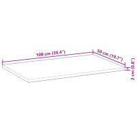 Produktbild för Bänkskiva för badrum obehandlad 100x50x2 cm massivt akaciaträ