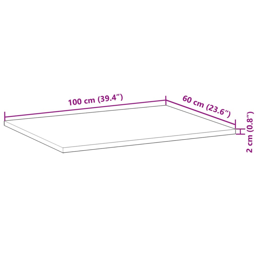 Produktbild för Bänkskiva för badrum obehandlad 100x60x2 cm massivt akaciaträ