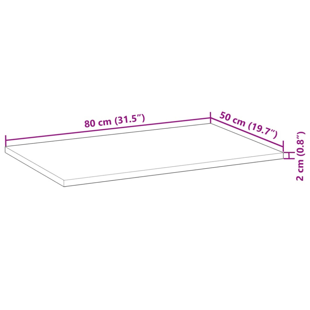Produktbild för Bänkskiva för badrum behandlad 80x50x2 cm massivt akaciaträ