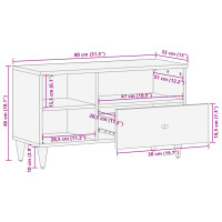 Produktbild för Tv-bänk 80x33x46 cm massivt mangoträ