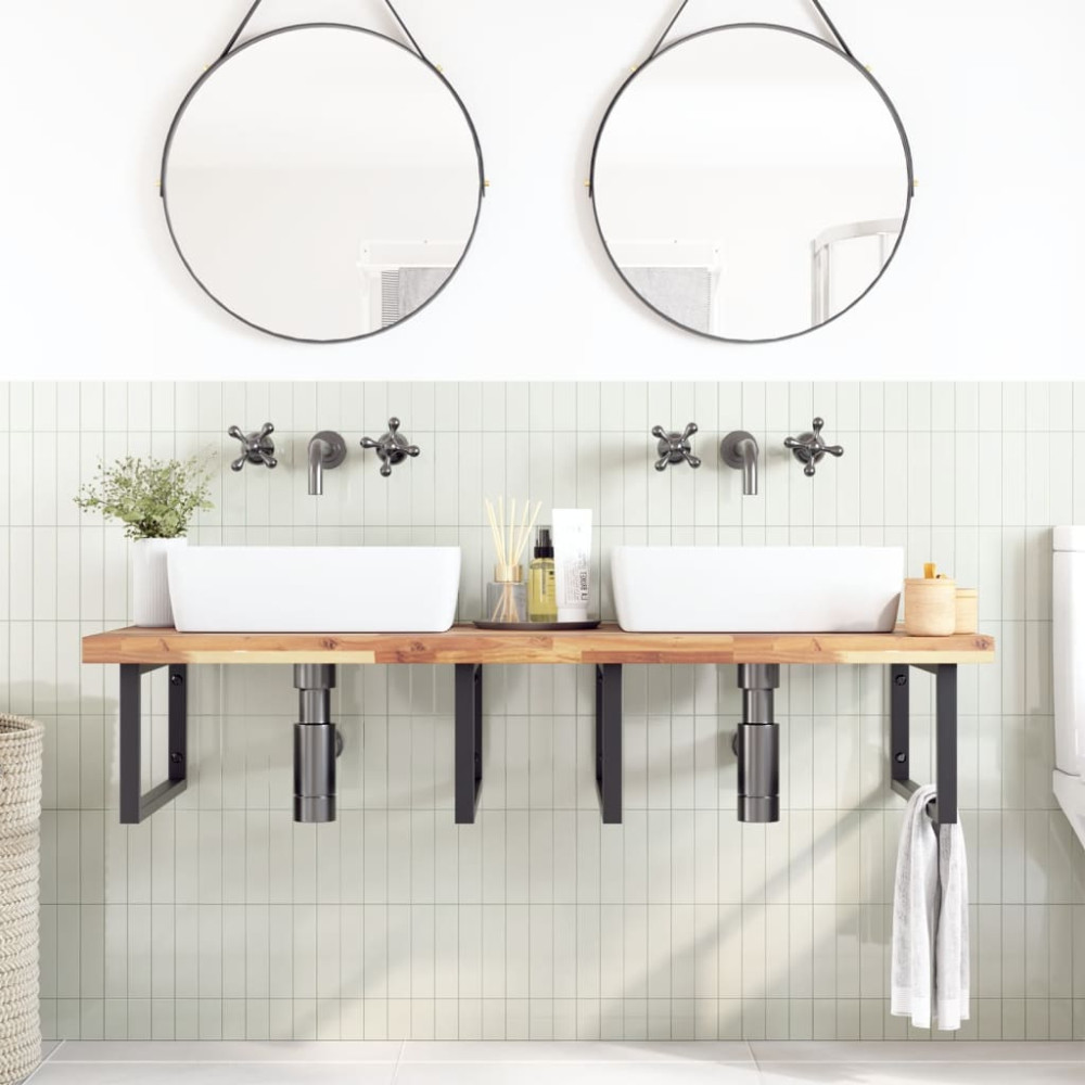 Produktbild för Bänkskiva för badrum obehandlad 120x60x4 cm massivt akaciaträ