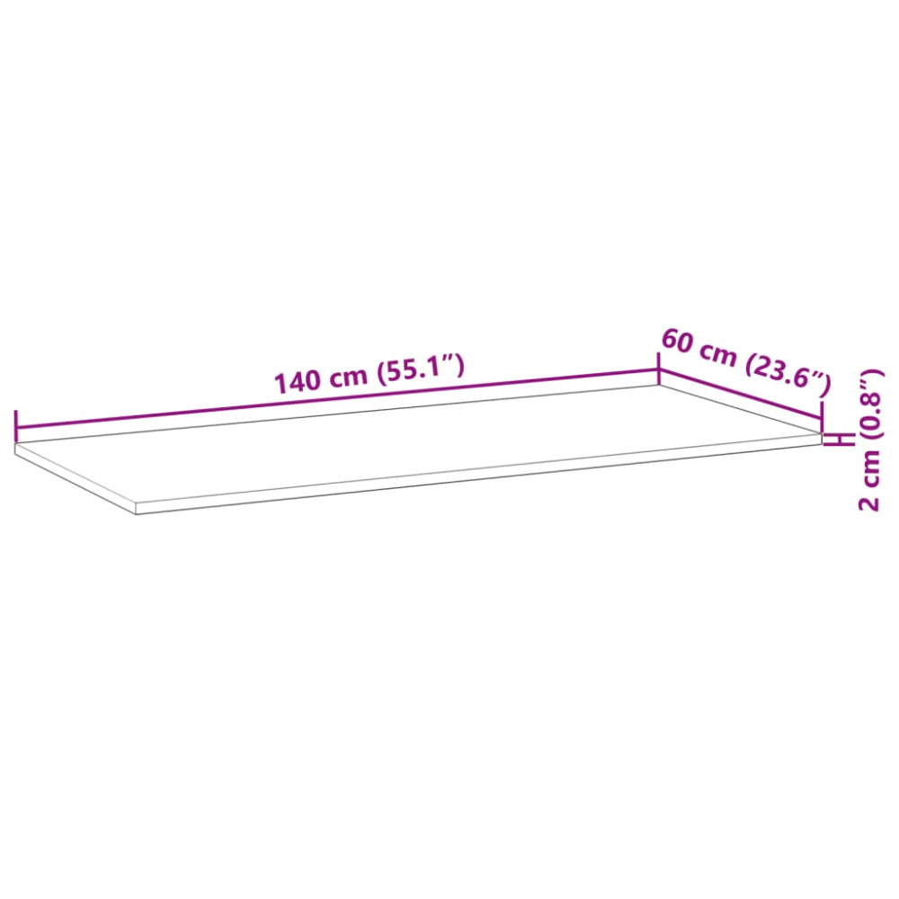 Produktbild för Bänkskiva för badrum obehandlad 140x60x2 cm massivt akaciaträ