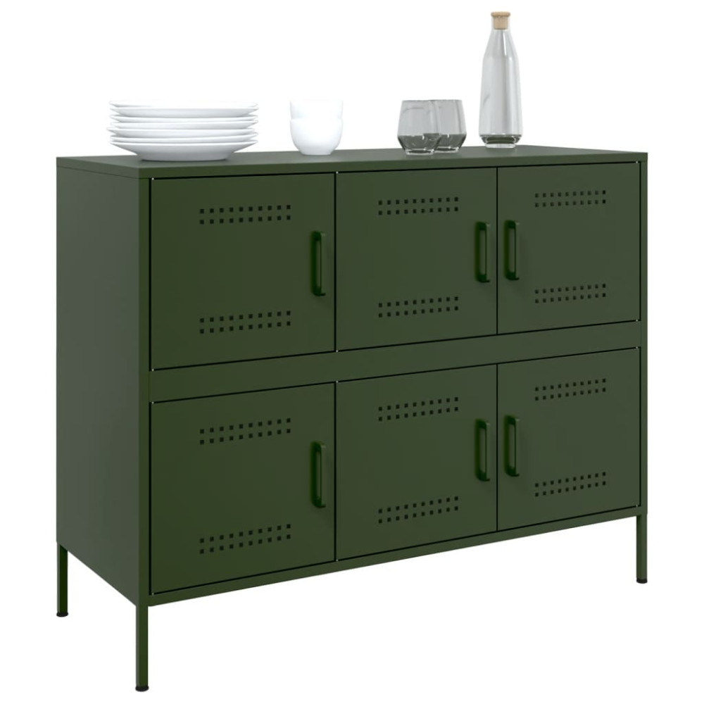 Produktbild för Skåp olivgrön 100,5x39x79 cm stål