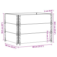 Produktbild för Pallkragar 3 st grå 80x60 cm massivt furu