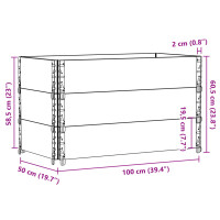 Produktbild för Pallkragar 3 st grå 100x50 cm massivt furu