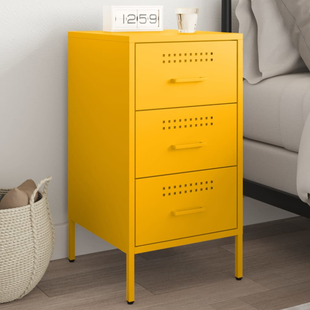 Produktbild för Sängbord senapsgul 36x39x68 cm stål
