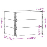 Produktbild för Pallkragar 3 st brun 80x60 cm massivt furu