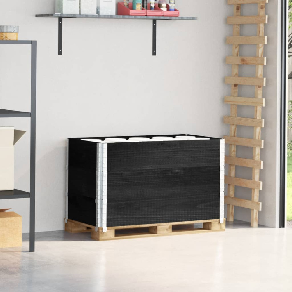 Produktbild för Pallkragar 3 st svart 100x50 cm massivt furu