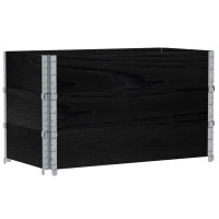 Produktbild för Pallkragar 3 st svart 100x50 cm massivt furu