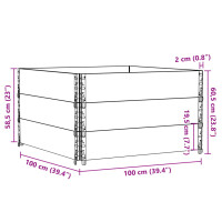 Produktbild för Pallkragar 3 st grå 100x100 cm massivt furu