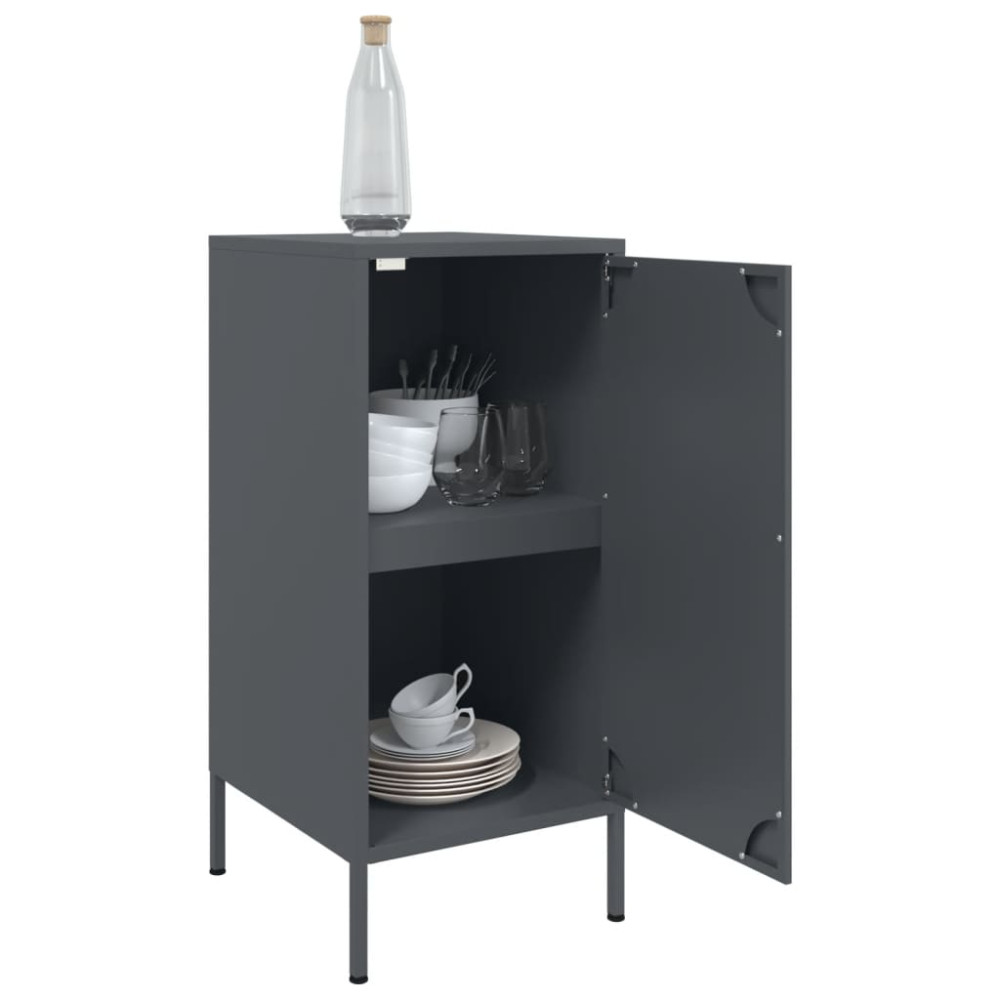 Produktbild för Skänk 2 st antracit 36x39x79 cm kallvalsat stål