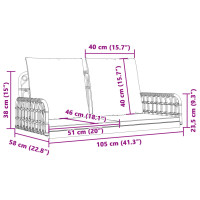 Produktbild för Hammock med dynor 105x58x38 cm konstrotting och stål