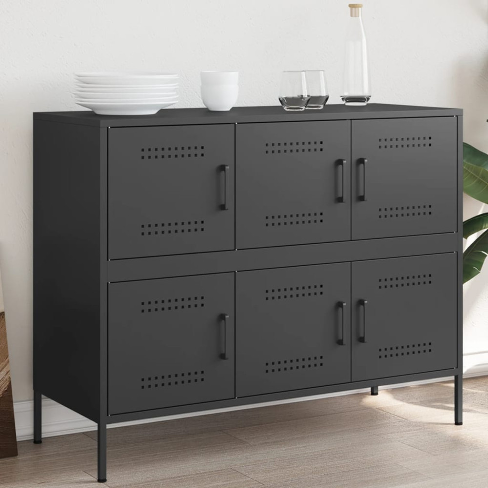 Produktbild för Skåp svart 100,5x39x79 cm stål