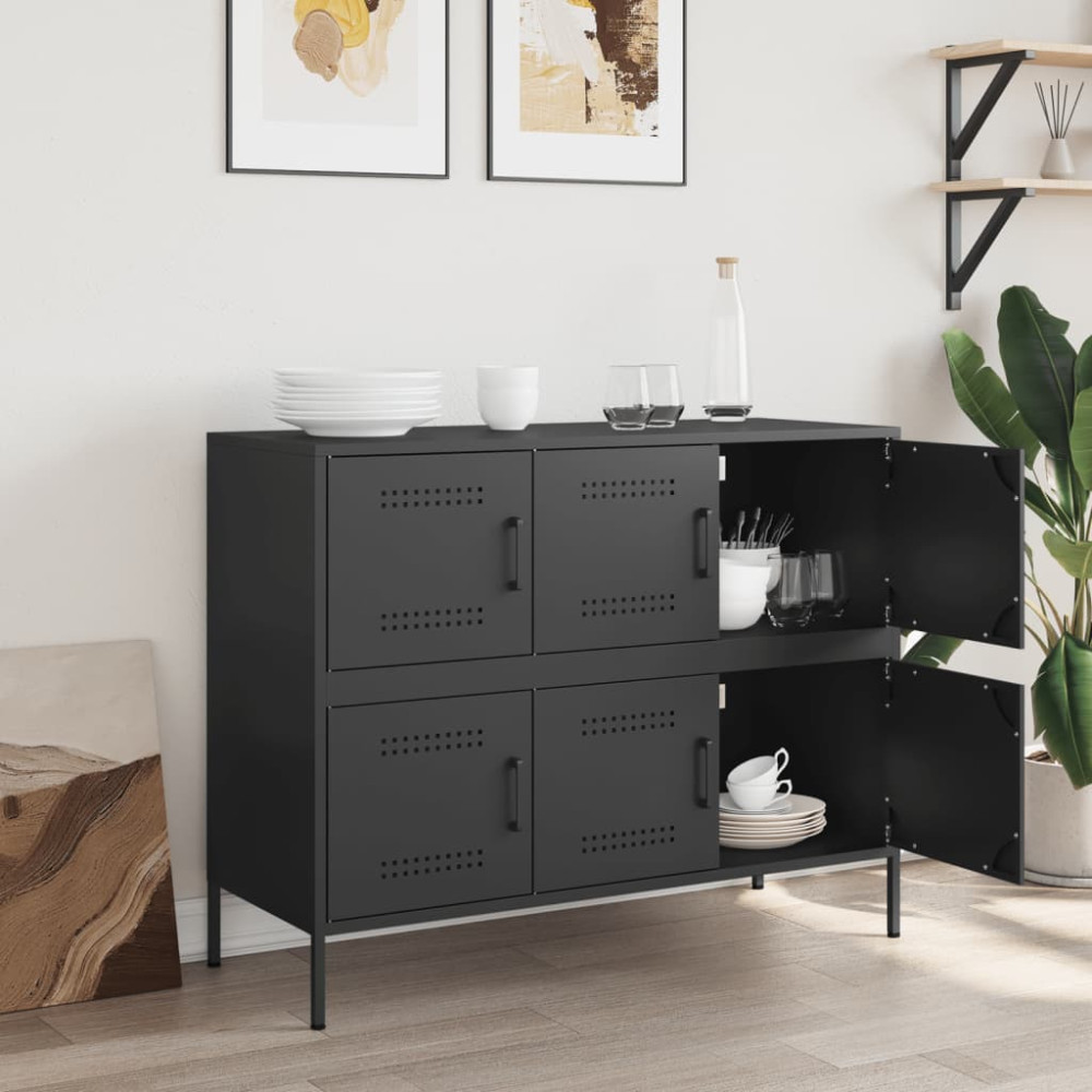 Produktbild för Skåp svart 100,5x39x79 cm stål