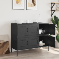 Produktbild för Skåp svart 100,5x39x79 cm stål
