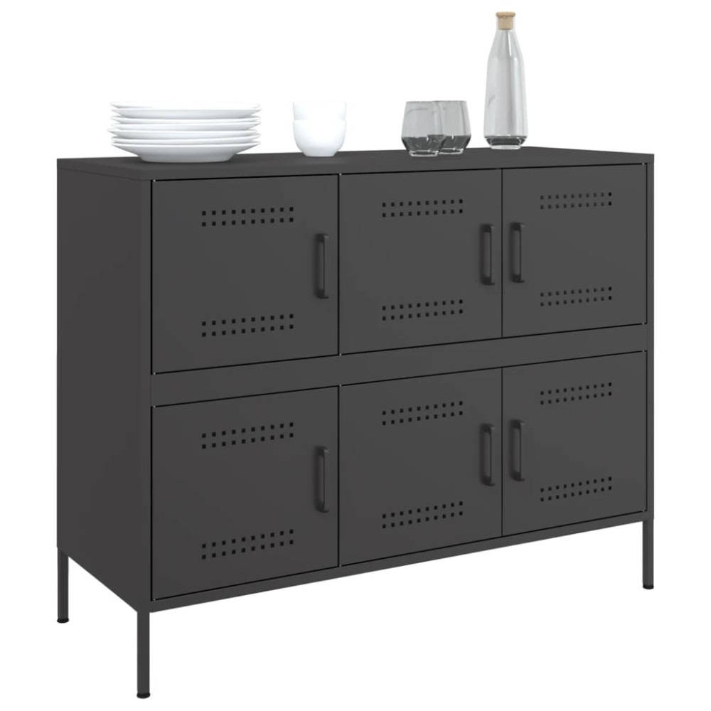Produktbild för Skåp svart 100,5x39x79 cm stål