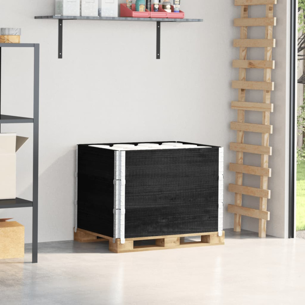 Produktbild för Pallkragar 3 st svart 80x60 cm massivt furu