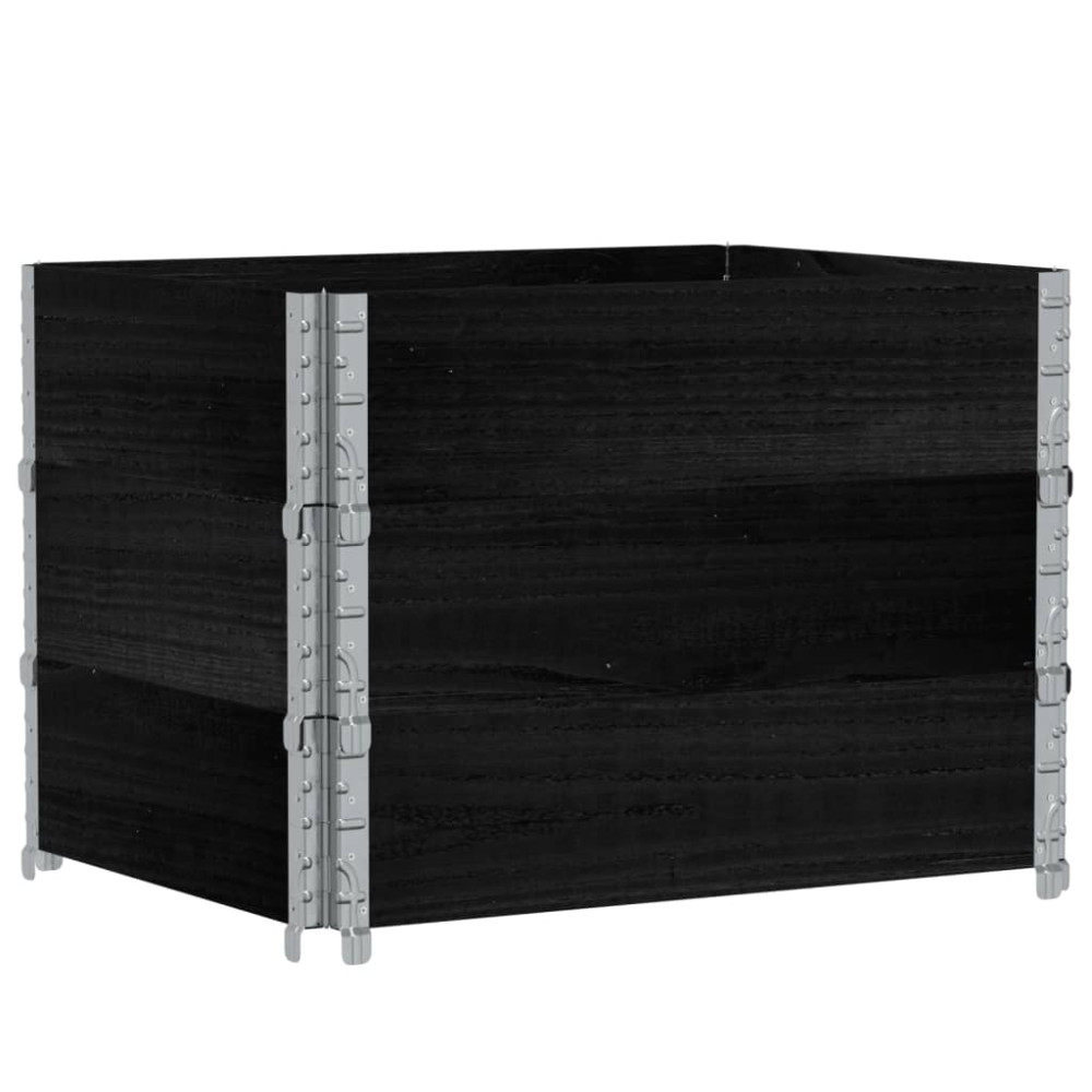 Produktbild för Pallkragar 3 st svart 80x60 cm massivt furu