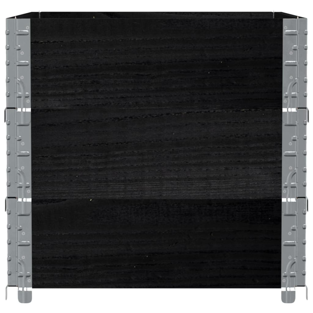 Produktbild för Pallkragar 3 st svart 80x60 cm massivt furu
