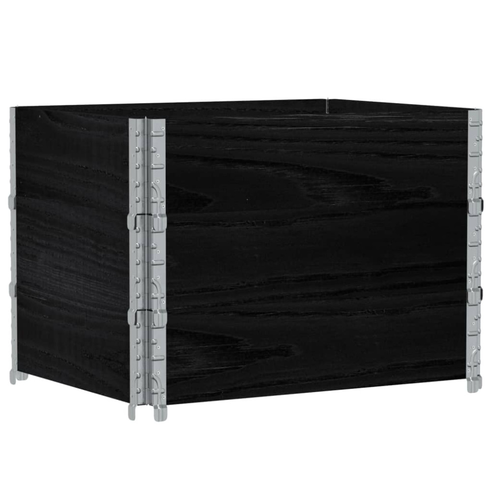 Produktbild för Pallkragar 3 st svart 80x60 cm massivt furu