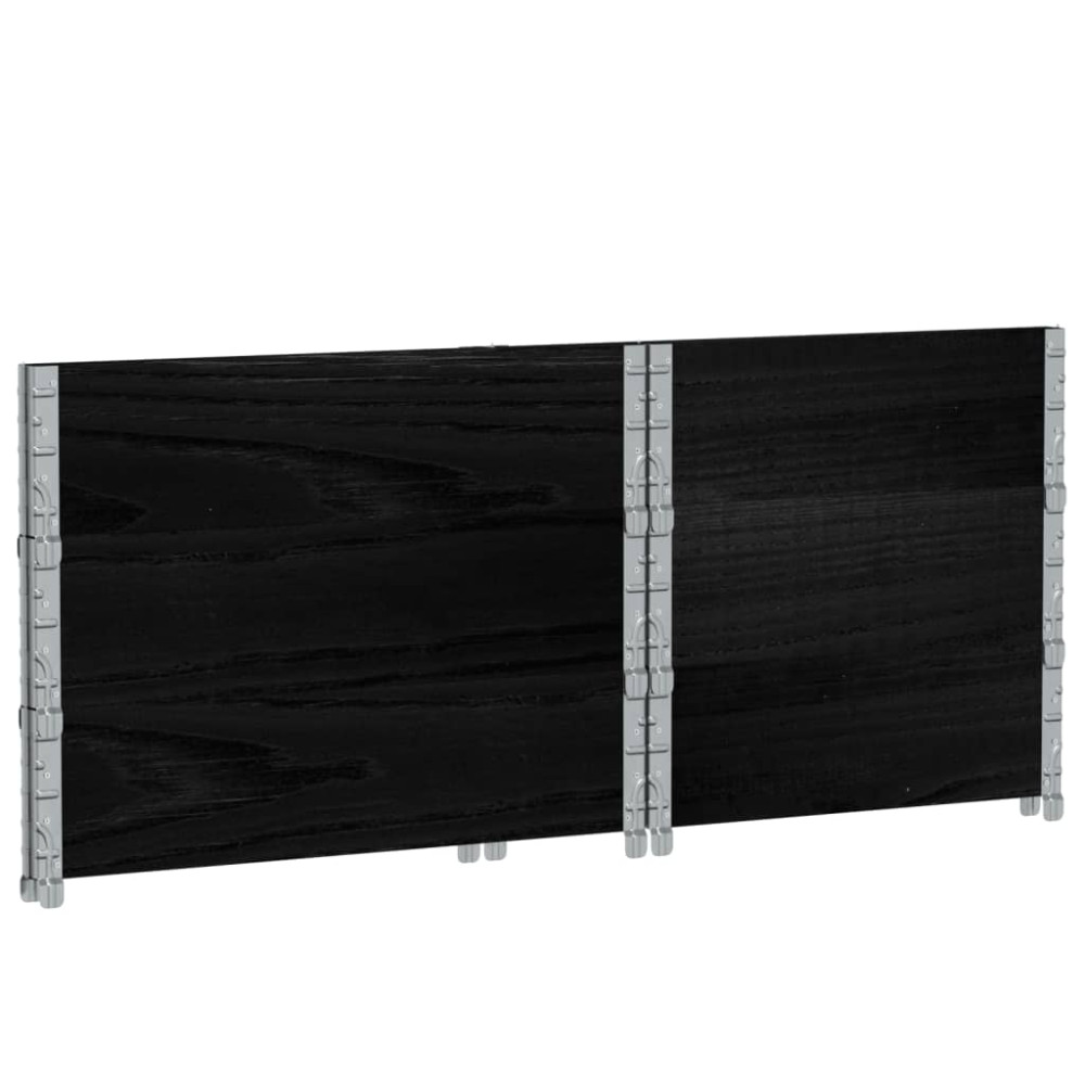 Produktbild för Pallkragar 3 st svart 80x60 cm massivt furu