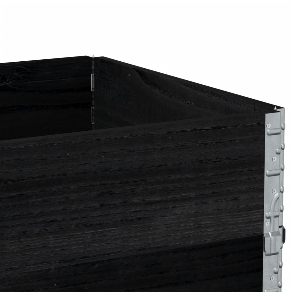 Produktbild för Pallkragar 3 st svart 80x60 cm massivt furu