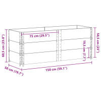 Produktbild för Pallkragar 3 st grå 150x50 cm massivt furu