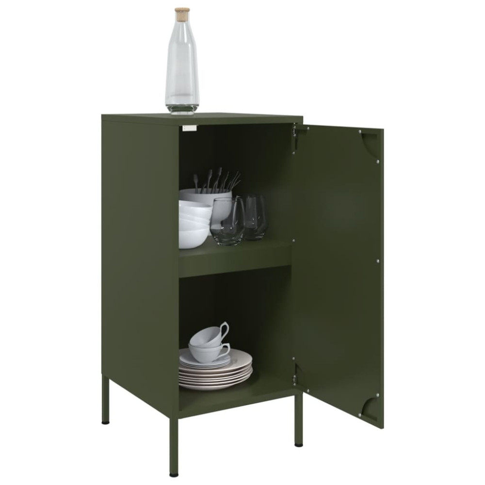 Produktbild för Skåp 2 st olivgrön 36x39x79 cm stål