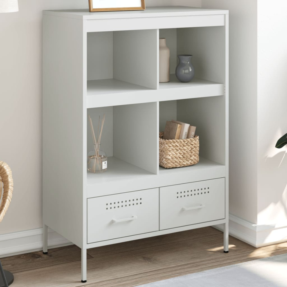 Produktbild för Högskåp vit 68x39x101,5 cm stål