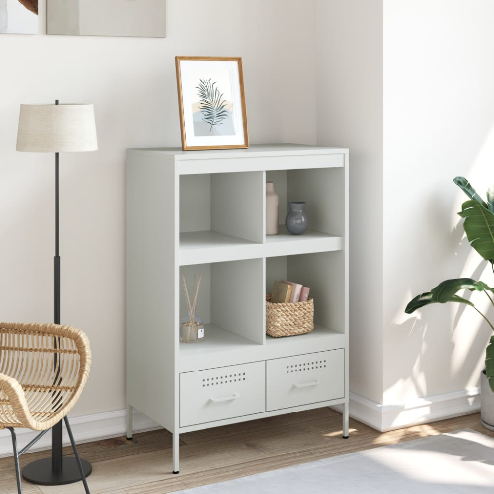 Produktbild för Högskåp vit 68x39x101,5 cm stål